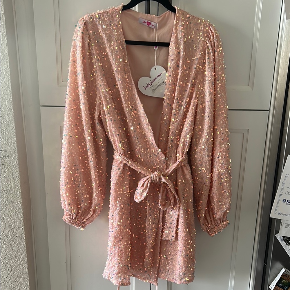Sequin Pink Wrap Dress ( box C)